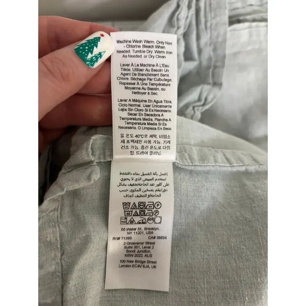 West Elm Hemp Cotton Blend Flat Sheet King Light Gray Chambray 108x102